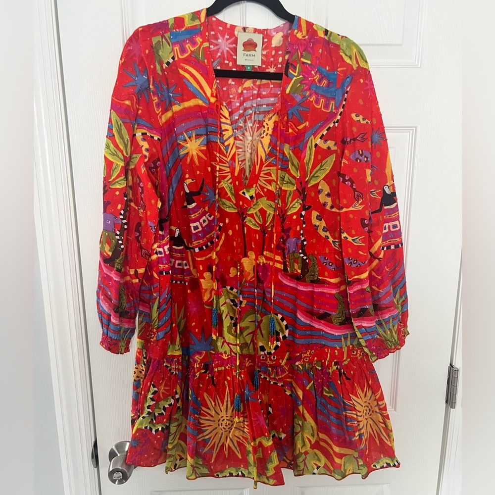 FARM Rio Red Multicolor Printed Mini Dress